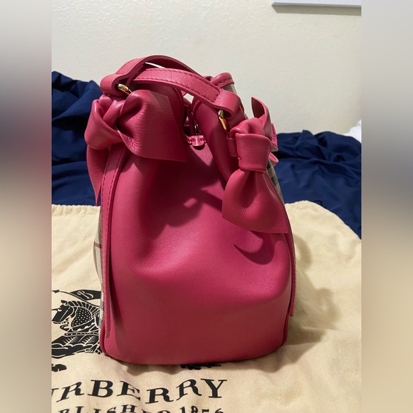 NWT Authentic Burberry Haymarket Small Canter Panel Tote w/Bows - Picture 3 of 16